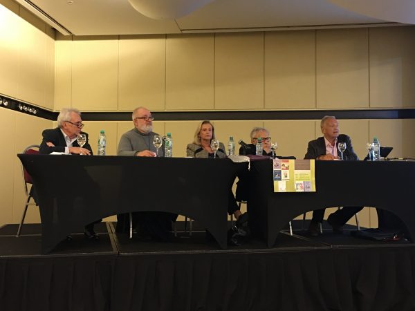 During the panel: Joaquín Pichon-Rivière, Juan Tubert-Oklander, Lea Setton, Roberto Losso, David Scharff